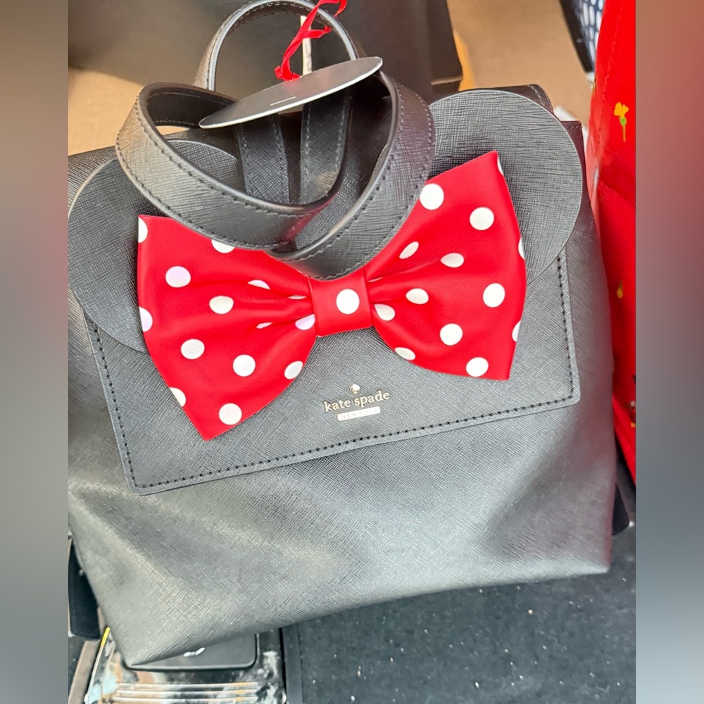 Kate Spade Kids Black Backpack with Red Polka Dot Bow